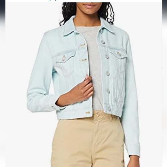 French Connection Macee Denim Jacket Light Blue 100% Cotton Size Small Button Up - Picture 1 of 11